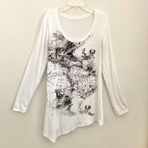 Long Sleeve White & Black Tunic Tee